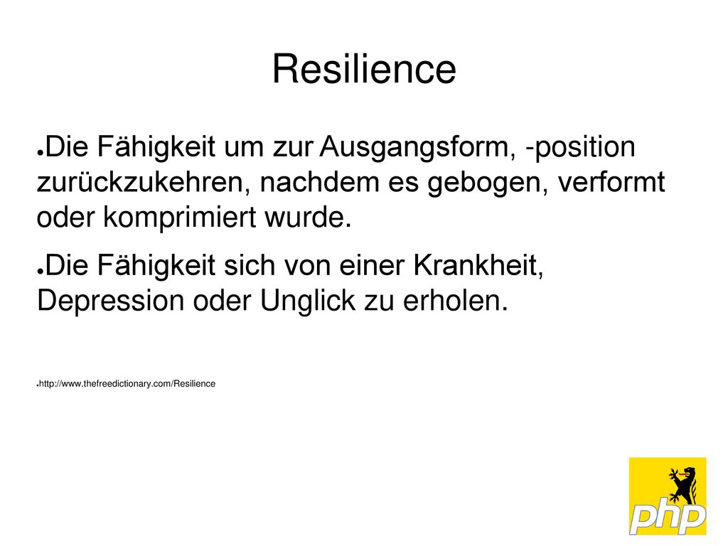 Resilience Die Fähigkeit um zur Ausgangsform, -position zurückzukehren, nachdem es gebogen, verformt oder komprimiert wurde.