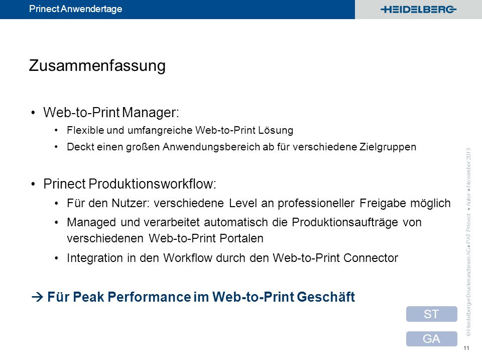Zusammenfassung Web-to-Print Manager: Prinect Produktionsworkflow: