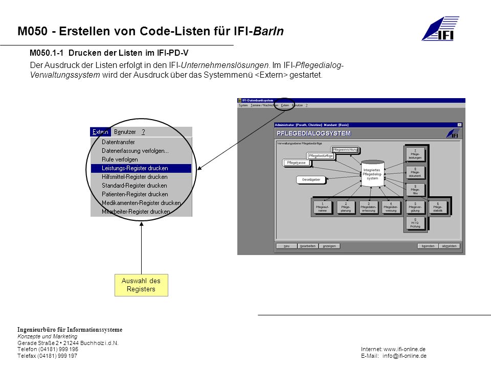 M Drucken der Listen im IFI-PD-V