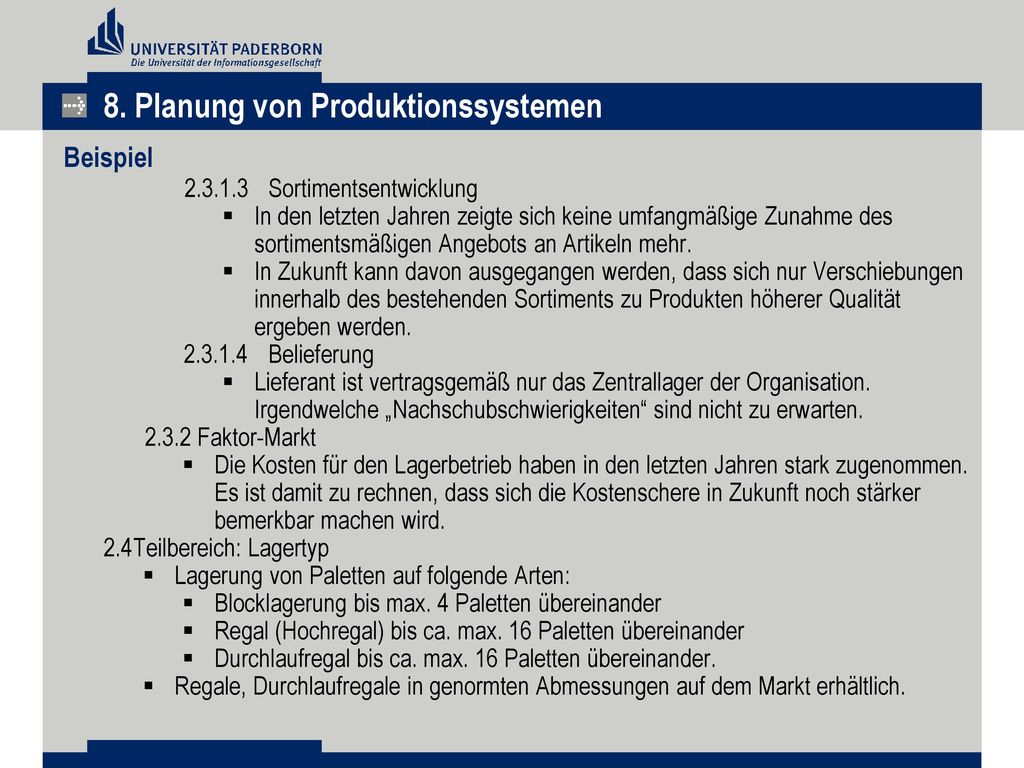 8. Planung von Produktionssystemen