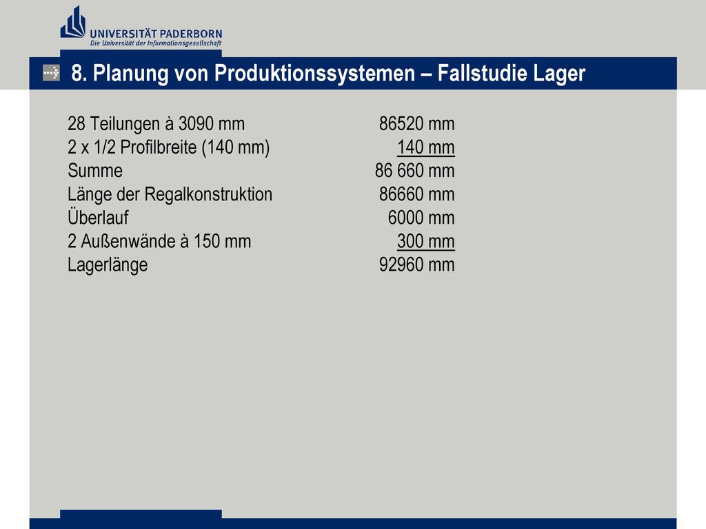 8. Planung von Produktionssystemen – Fallstudie Lager