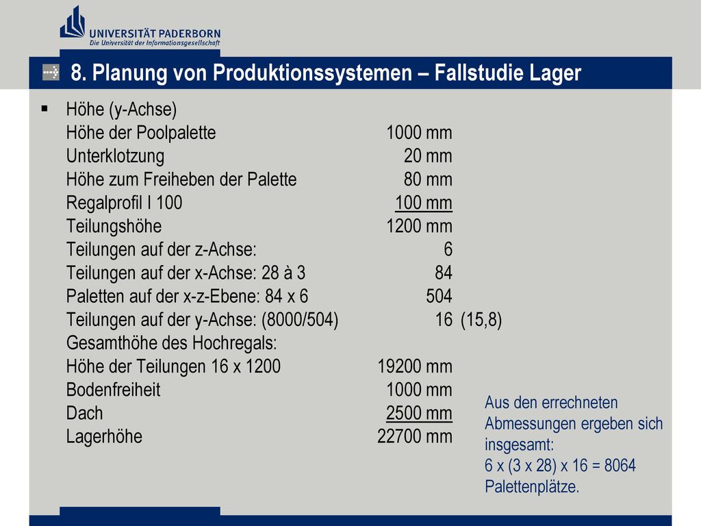 8. Planung von Produktionssystemen – Fallstudie Lager