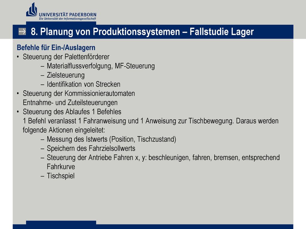 8. Planung von Produktionssystemen – Fallstudie Lager