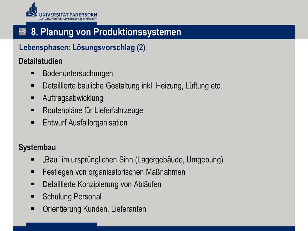 8. Planung von Produktionssystemen