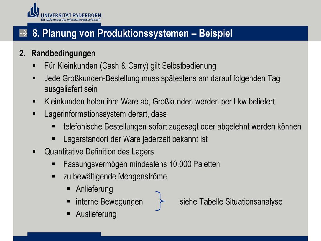 8. Planung von Produktionssystemen – Beispiel