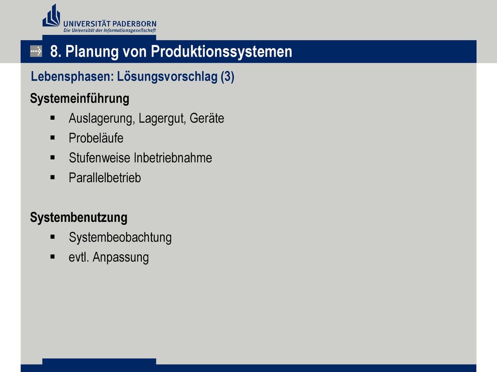 8. Planung von Produktionssystemen