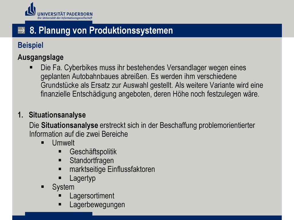8. Planung von Produktionssystemen