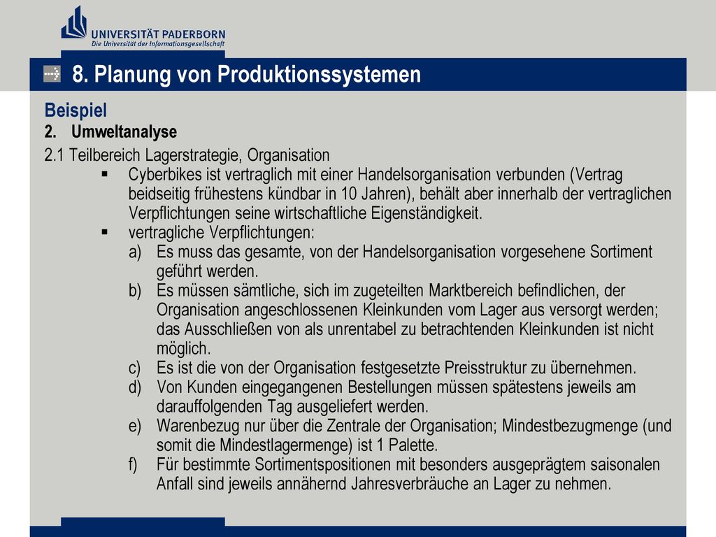 8. Planung von Produktionssystemen