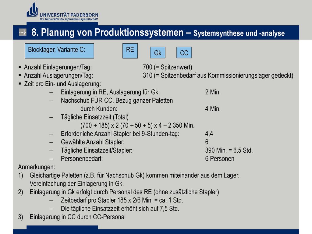 8. Planung von Produktionssystemen – Systemsynthese und -analyse