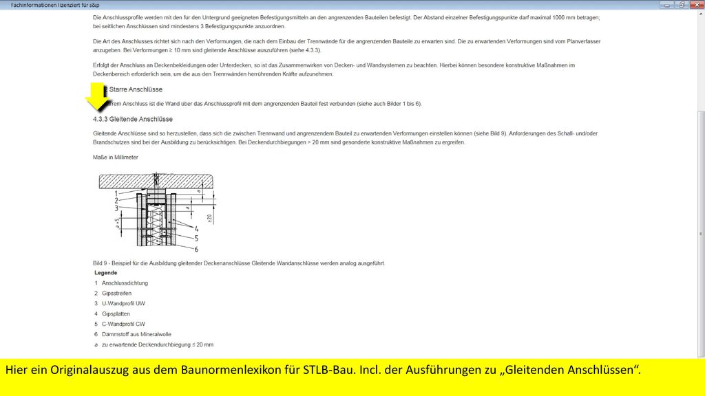 Hier ein Originalauszug aus dem Baunormenlexikon für STLB-Bau. Incl