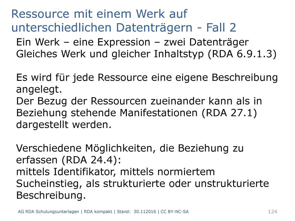 Ressource mit einem Werk auf unterschiedlichen Datenträgern - Fall 2