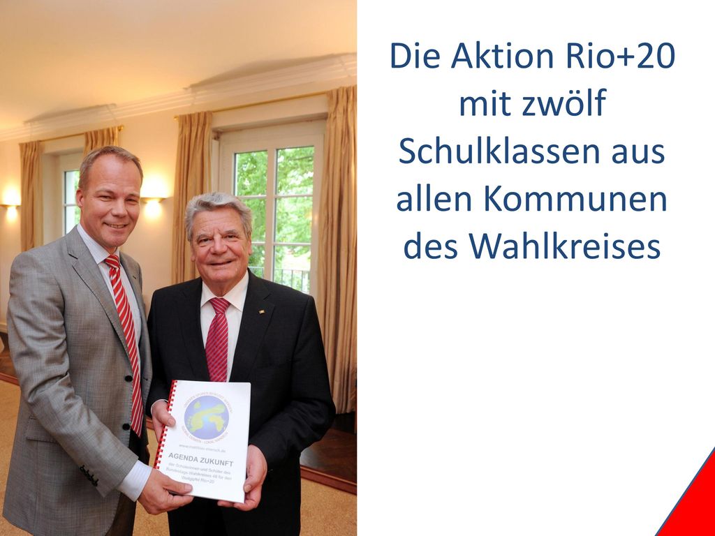 Die Aktion Rio+20 mit zwölf Schulklassen aus allen Kommunen des Wahlkreises