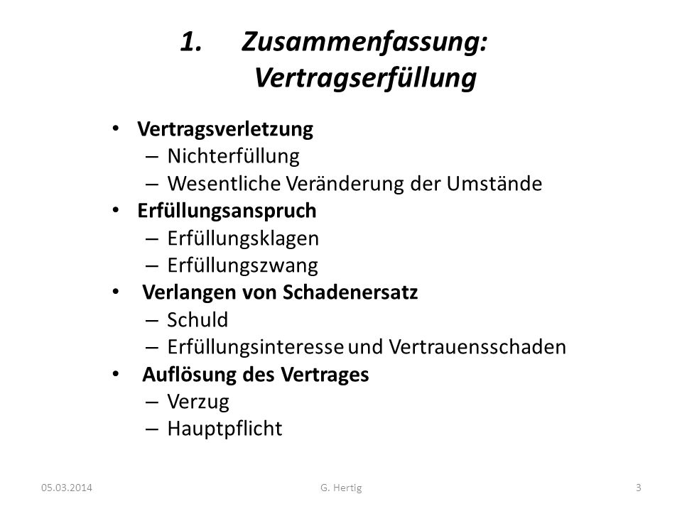 Zusammenfassung: Vertragserfüllung