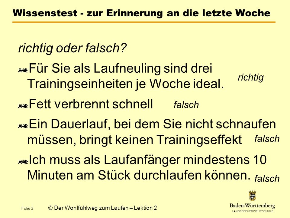 Wissenstest - zur Erinnerung an die letzte Woche