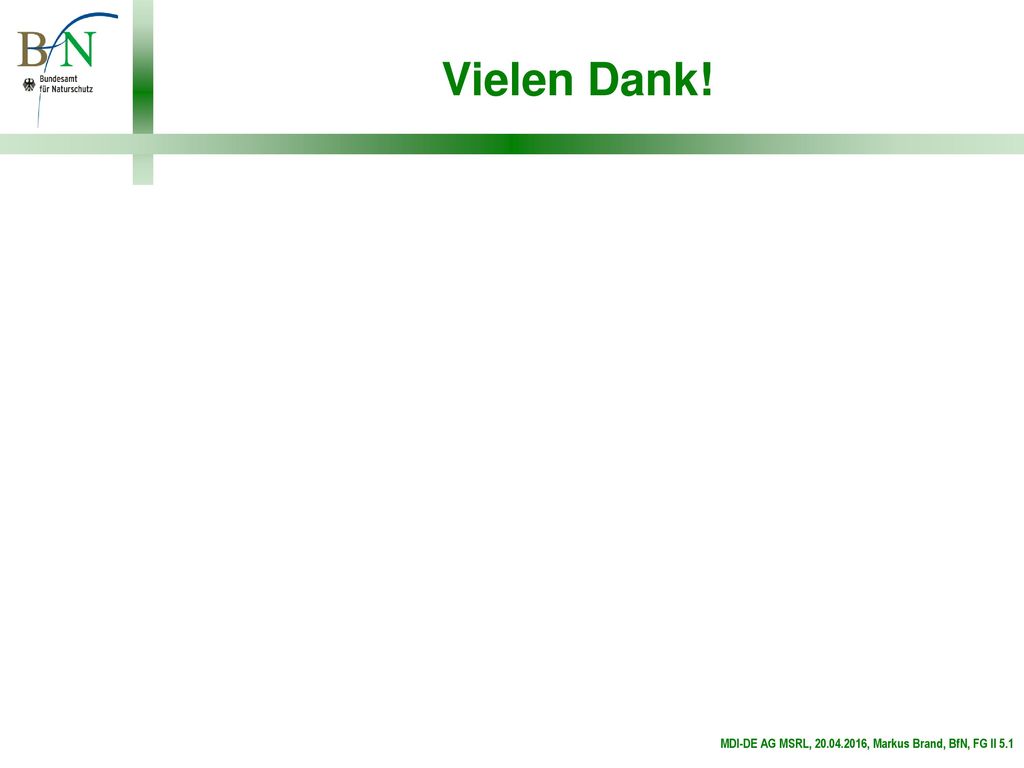Vielen Dank! MDI-DE AG MSRL, , Markus Brand, BfN, FG II 5.1