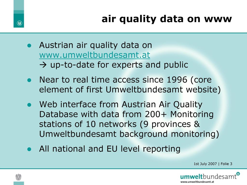 air quality data on www Austrian air quality data on    up-to-date for experts and public.