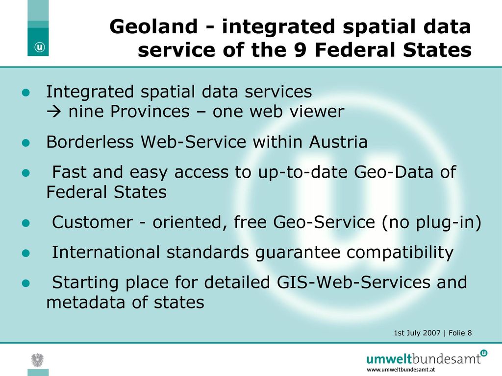 Geoland - integrated spatial data service of the 9 Federal States