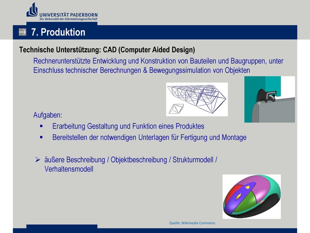 7. Produktion Technische Unterstützung: CAD (Computer Aided Design)