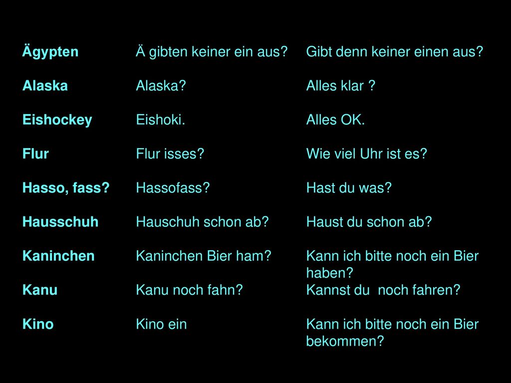 Ägypten. Ä gibten keiner ein aus. Gibt denn keiner einen aus. Alaska