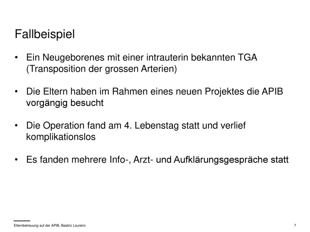 Fallbeispiel Ein Neugeborenes mit einer intrauterin bekannten TGA (Transposition der grossen Arterien)