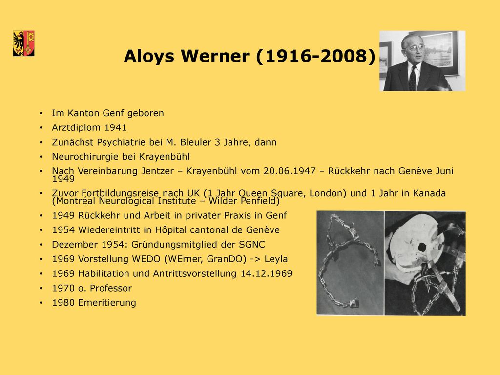 Aloys Werner ( ) Im Kanton Genf geboren Arztdiplom 1941