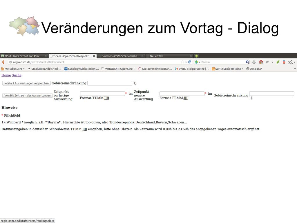 Veränderungen zum Vortag - Dialog