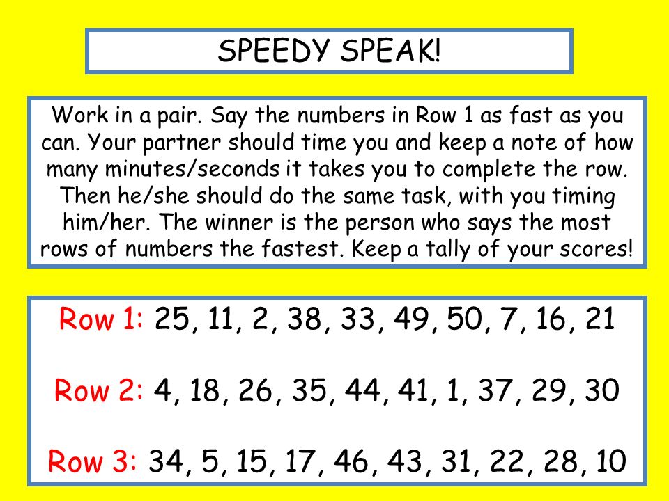 SPEEDY SPEAK!