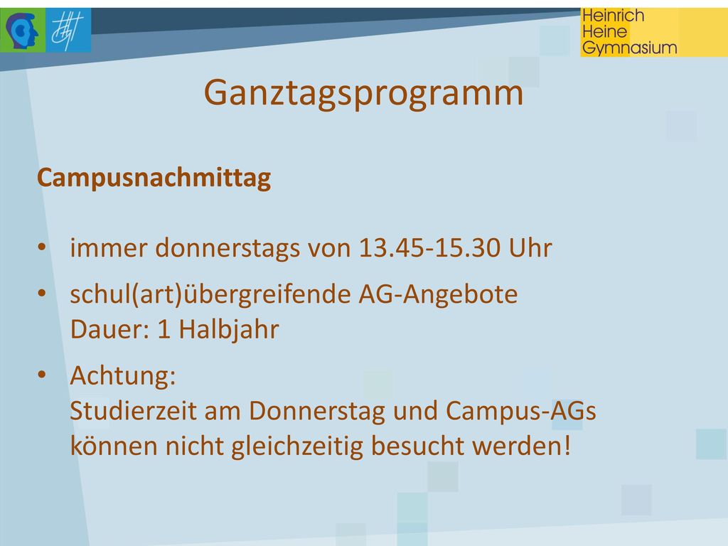 Ganztagsprogramm Campusnachmittag