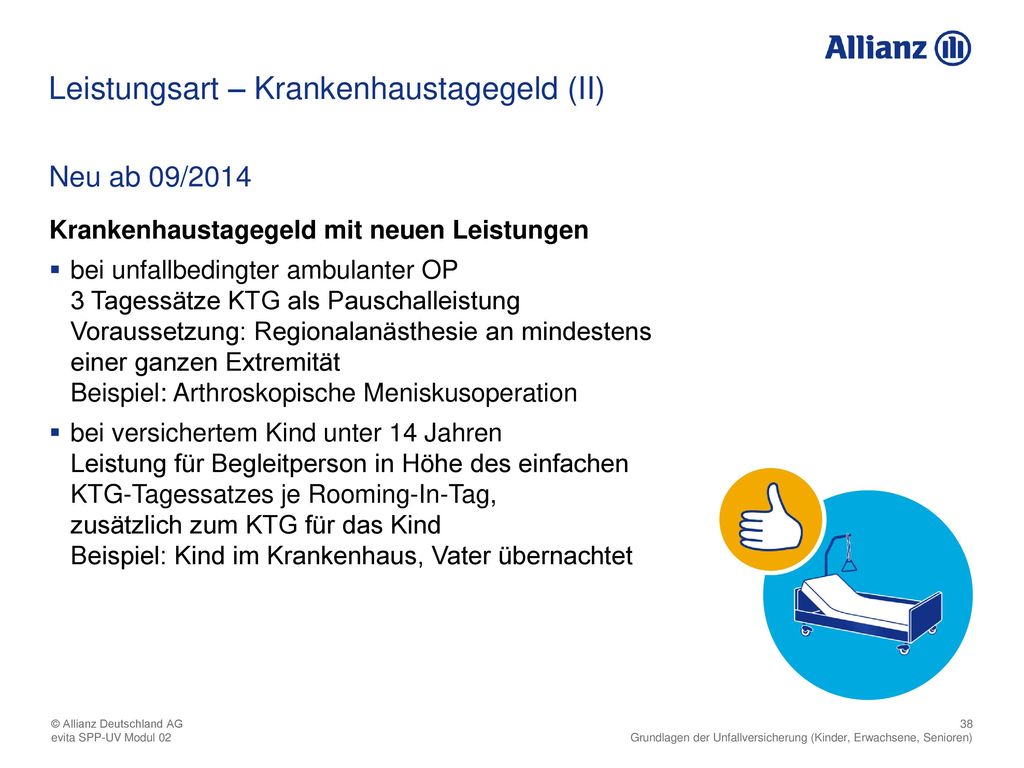 Leistungsart – Krankenhaustagegeld (II)