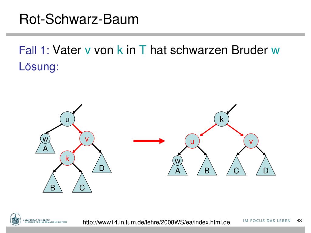 Rot-Schwarz-Baum Fall 1: Vater v von k in T hat schwarzen Bruder w