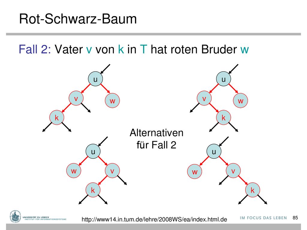 Rot-Schwarz-Baum Fall 2: Vater v von k in T hat roten Bruder w