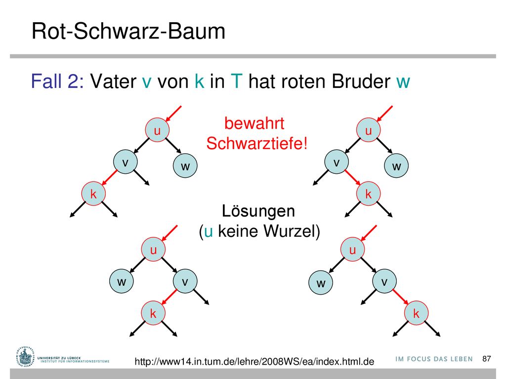 Rot-Schwarz-Baum Fall 2: Vater v von k in T hat roten Bruder w bewahrt