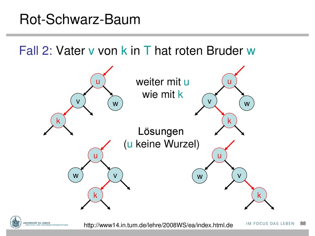 Rot-Schwarz-Baum Fall 2: Vater v von k in T hat roten Bruder w