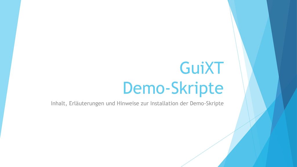 Inhalt, Erläuterungen und Hinweise zur Installation der Demo-Skripte