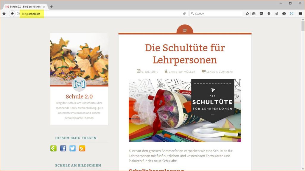 Unter «blog.schabi.ch» schreibt die Schule am Bildschirm in unregelmässigen Abständen über spannende Tools, Medienbildung, gute Unterrichtsmaterialien und andere schulrelevante Themen.