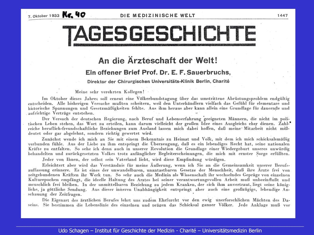 ______________________________________________________________________________________________________________ Udo Schagen – Institut für Geschichte der Medizin - Charité – Universitätsmedizin Berlin