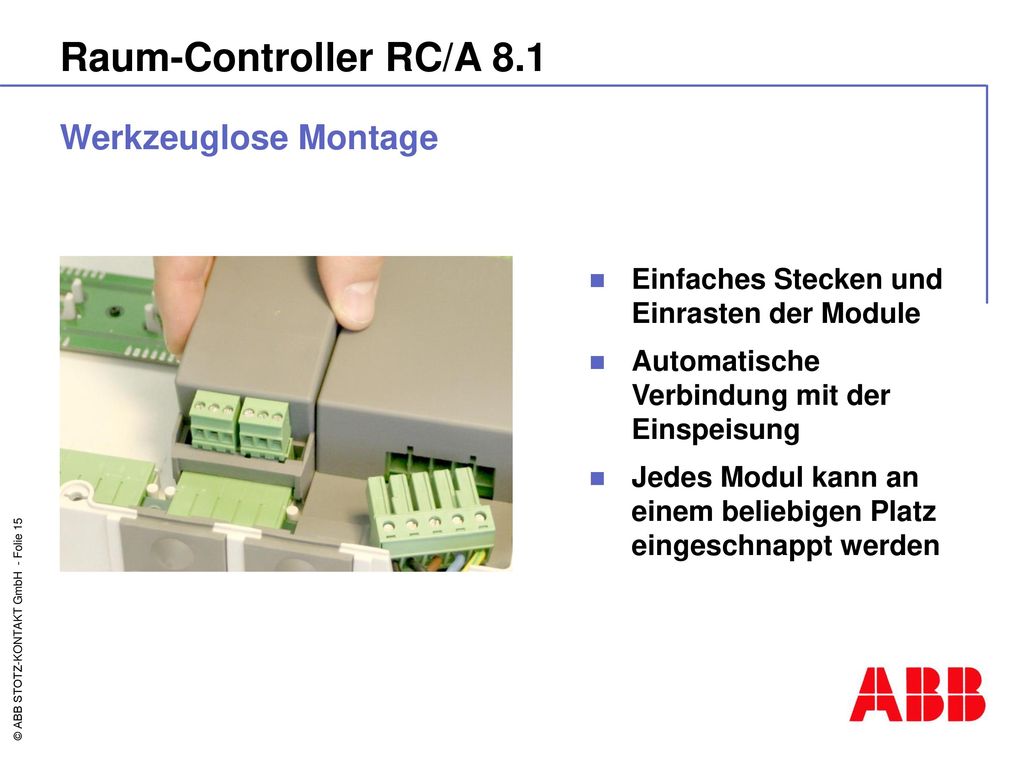 Raum-Controller RC/A 8.1 Werkzeuglose Montage