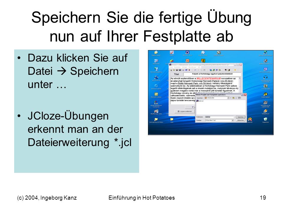 Speichern Sie die fertige Übung nun auf Ihrer Festplatte ab