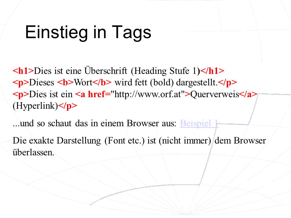 Einstieg in Tags
