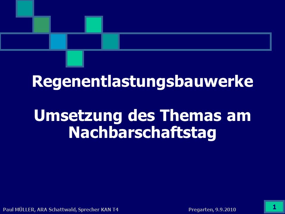 Regenentlastungsbauwerke Umsetzung des Themas am Nachbarschaftstag