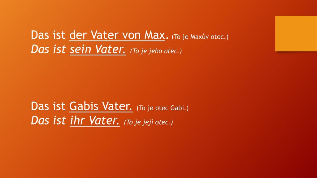 Das ist der Vater von Max. (To je Maxův otec.)