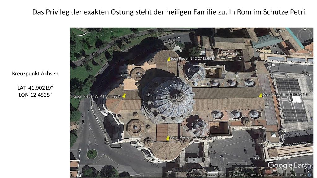 Das Privileg der exakten Ostung steht der heiligen Familie zu