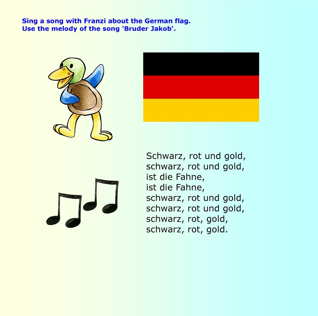 Schwarz, rot und gold, schwarz, rot und gold, ist die Fahne,