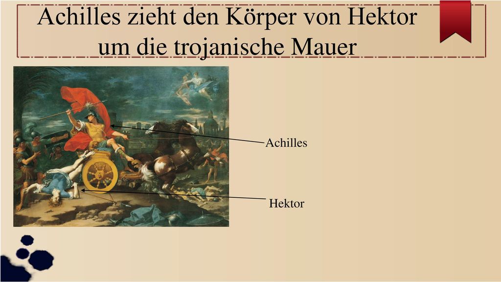 Achilles zieht den Körper von Hektor um die trojanische Mauer