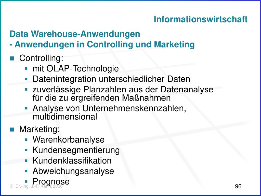 Data Warehouse-Anwendungen - Anwendungen in Controlling und Marketing
