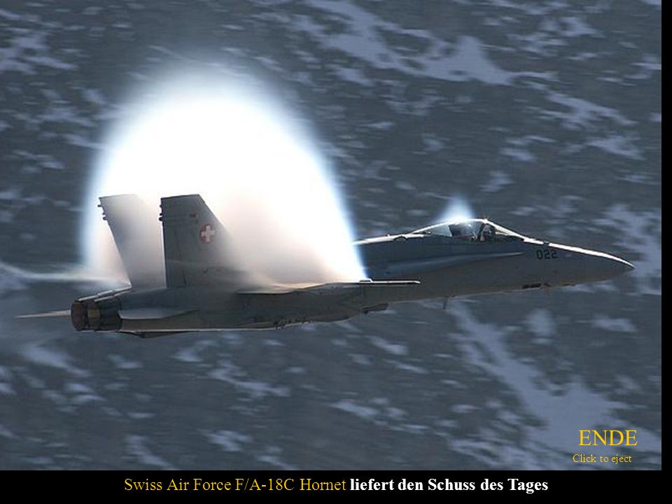 Swiss Air Force F/A-18C Hornet liefert den Schuss des Tages