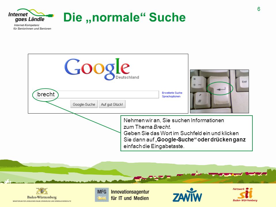 Die „normale Suche brecht Nehmen wir an, Sie suchen Informationen