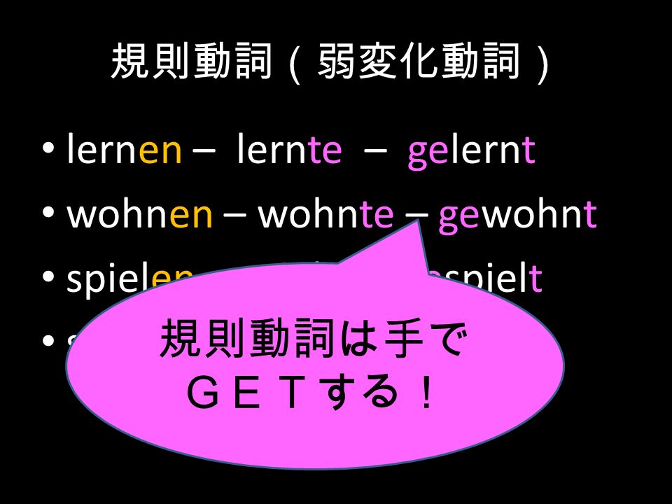 lernen – lernte – gelernt wohnen – wohnte – gewohnt