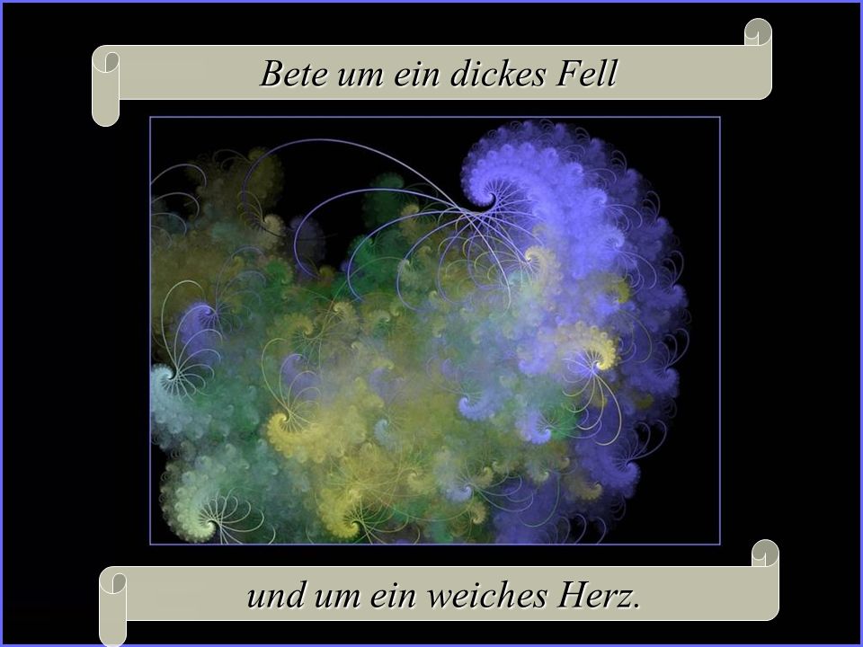 Bete um ein dickes Fell und um ein weiches Herz.