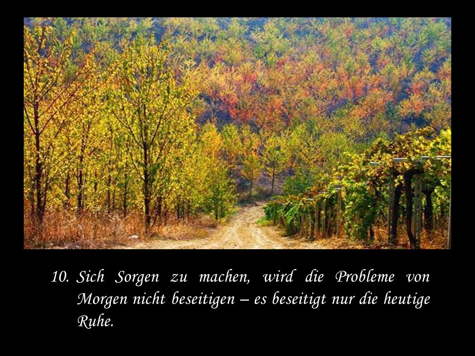 Sich Sorgen zu machen, wird die Probleme von Morgen nicht beseitigen – es beseitigt nur die heutige Ruhe.